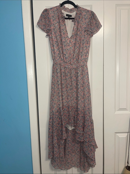 1. State Dresses & Skirts - 1.STATE Floral Ruffle High-Low Maxi Dress - Pink